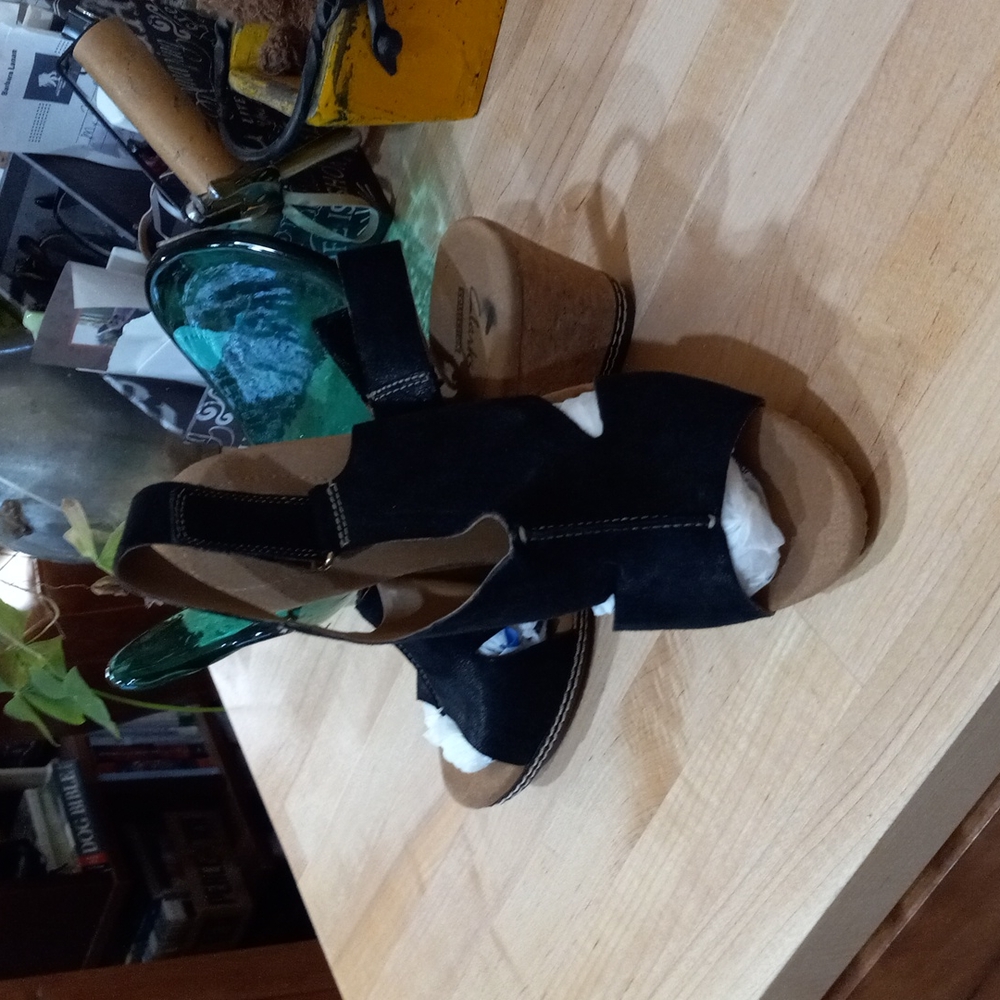 Clarks Collections Black Suede Dress Sandals